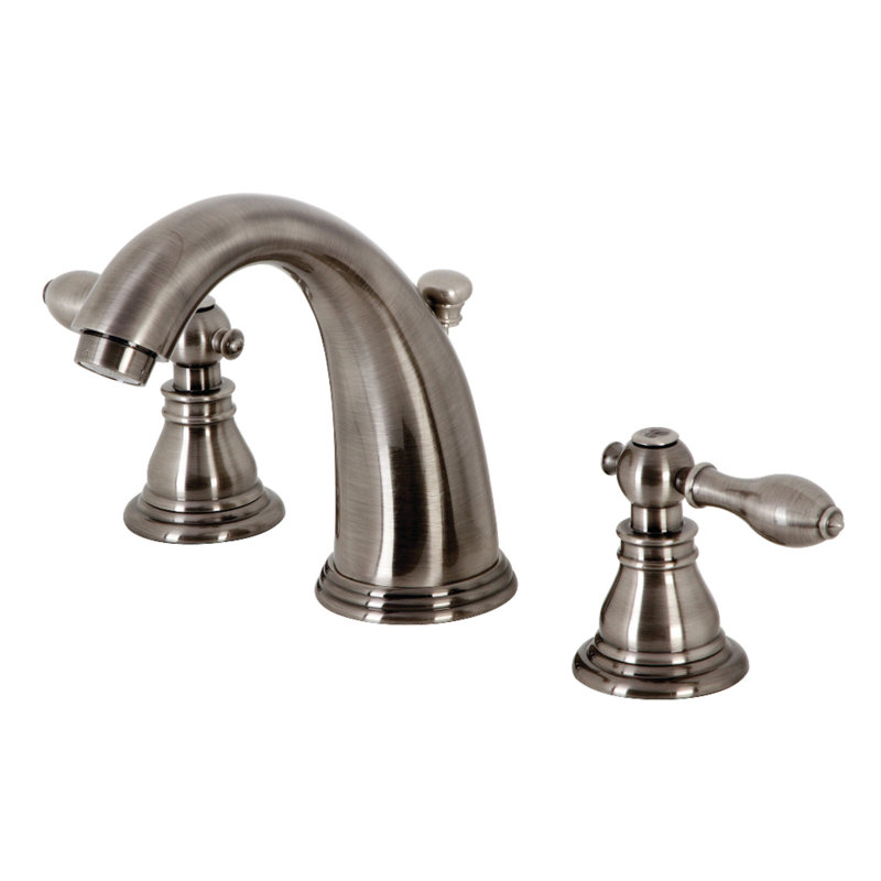 Kingston Brass American Classic Two-Handle 3-Hole Deck Mount Widespread Bathroom Faucet with Retail Pop-Up Drain