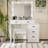 Matte White Makeup Cabinet With Extra Deep Drawer Space And Led Lighted Exterior Dressing Table Locked Drawers Sliding Rail Mirror