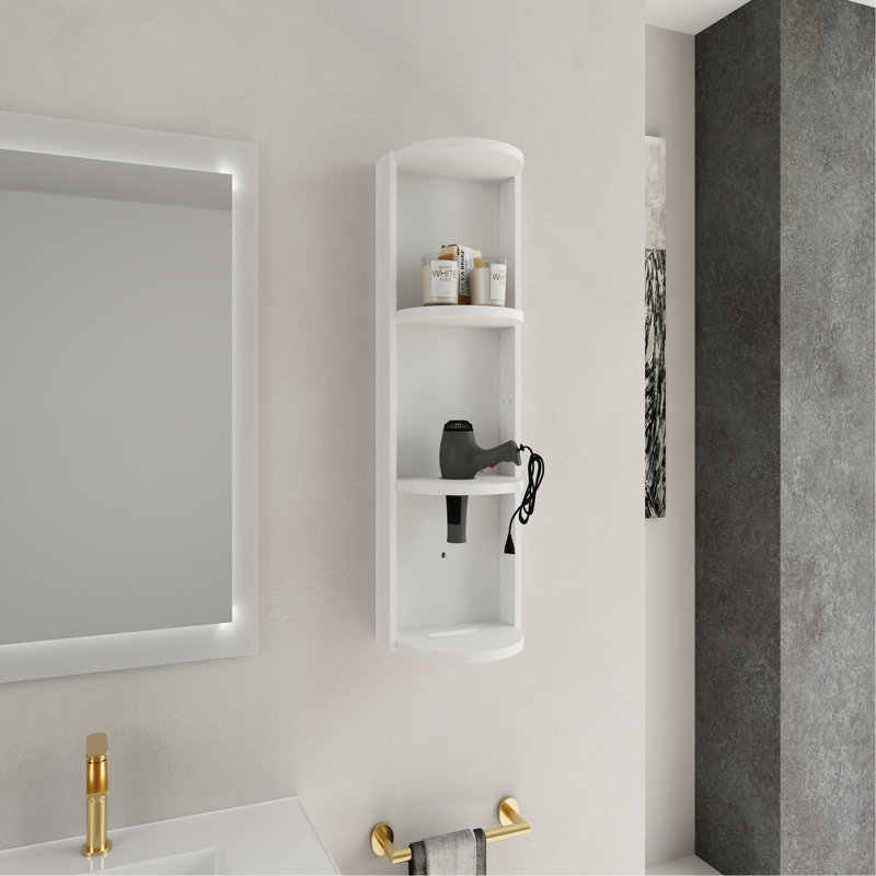 Support de rangement mural de 12 po pour salle de bain 12 po, Blanc lustré