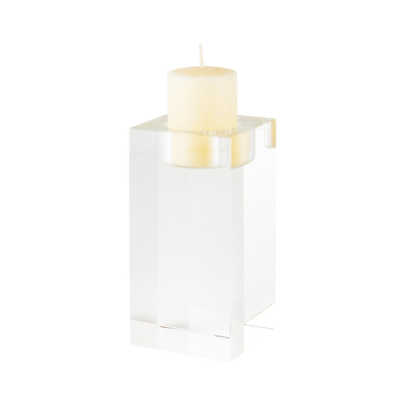 Petit porte-votive en cristal carré, Transparent, H 4,75 po x l 2,25 po x P 2,25 po