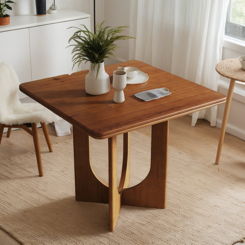 Table de salle à manger carrée en bois massif pour 2 à 4 personnes, table de cuisine compacte pour petits espaces