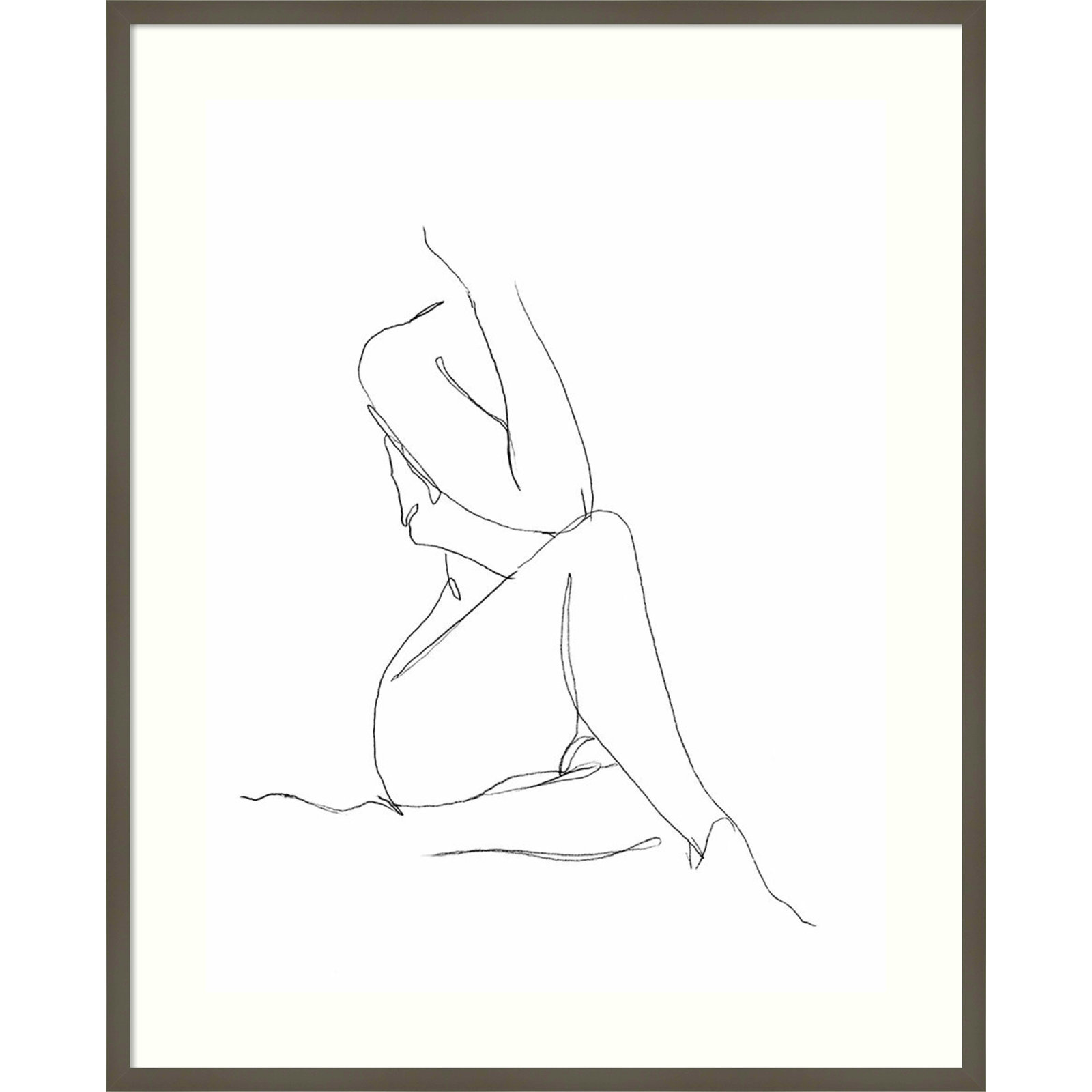 Nude Contour Sketch I by Ethan Harper, Gray Framed Paper, 37" H x 31" W