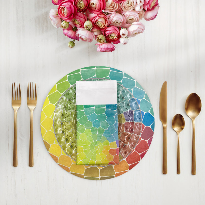 Mosaic Cotton Sateen Dinner Napkins, Yellow Multi