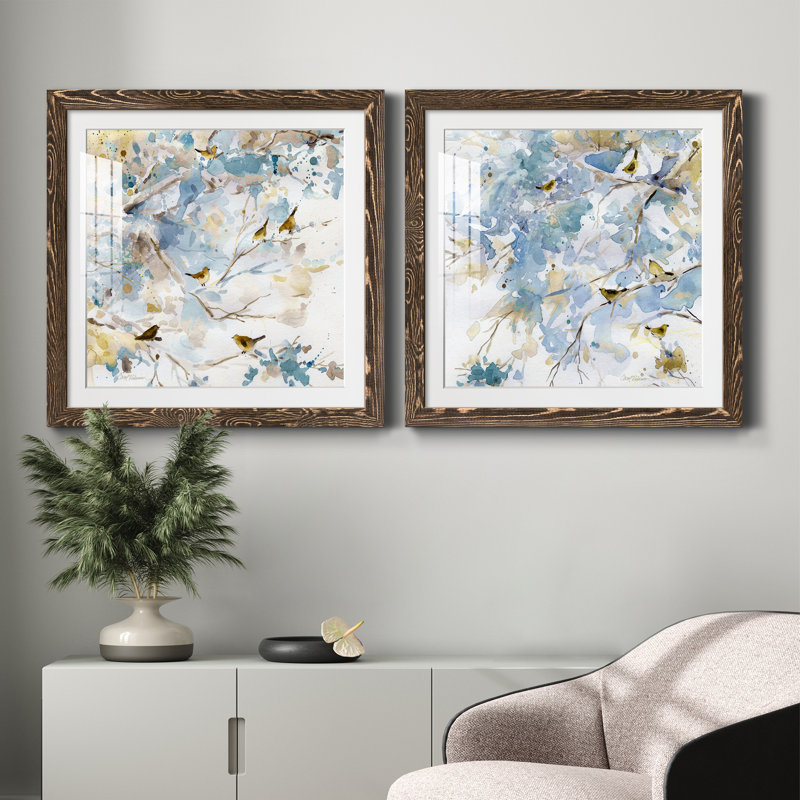 Topaz Spring I - ensemble de 2 peintures encadrées, H 31,5 po x l 63 po x P 1,5 po, Cadre en érable