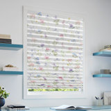 Pleated Window Shades, No Drill, Stick-On, Cordless Self-Adhesive, Printed Pattern For Indoor Windows & Doors