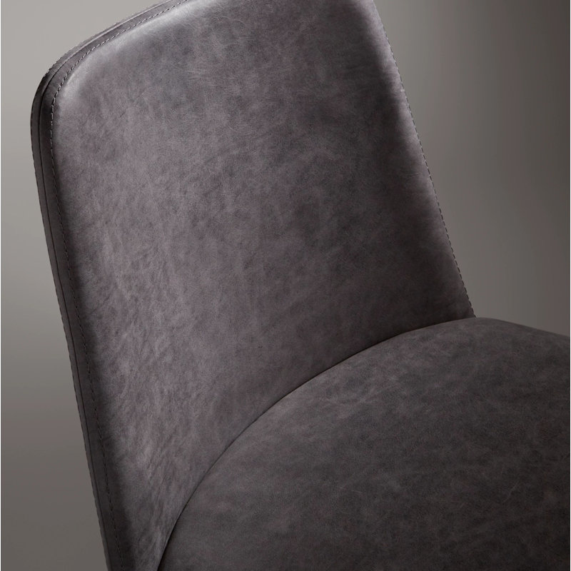 Chip Upholstered Dining Chair, Smoke, Slate Genuine Leather