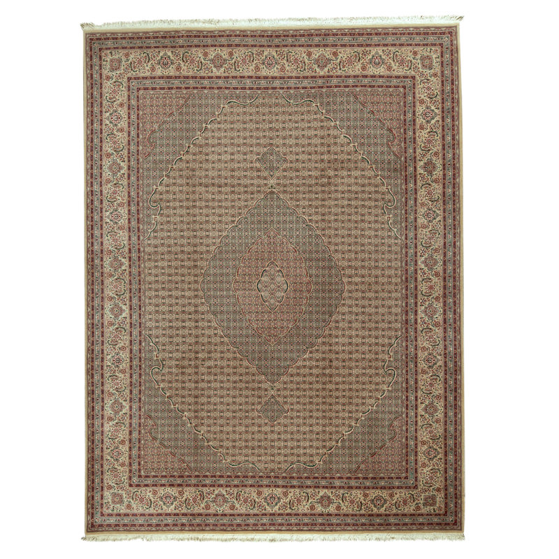 Hand Knotted Wool Oriental Area Rug in Gold