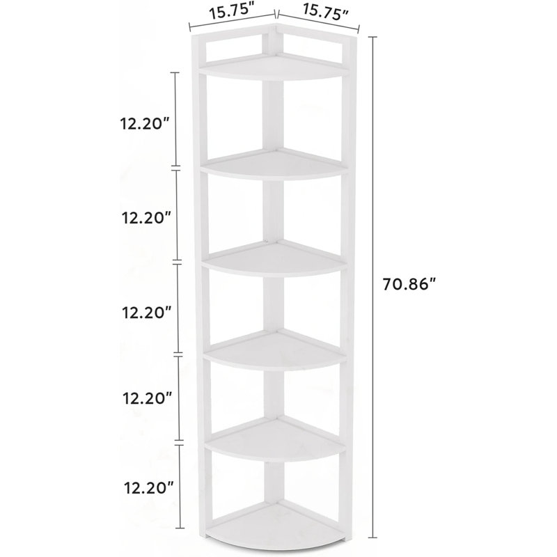 Bibliothèque de coin 6 niveaux, White