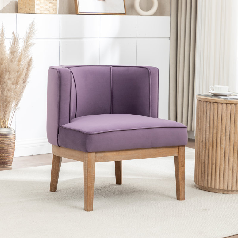 Fauteuil demi-tonneau Karoll, Velours mauve, 1