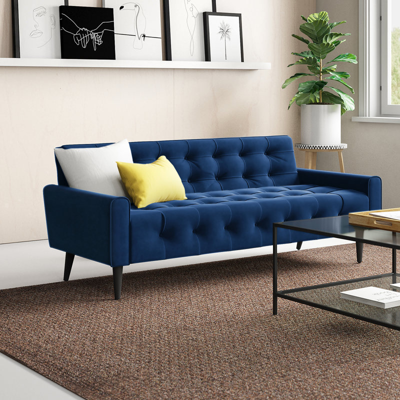 Bernon Tufted Velvet Sofa, Navy