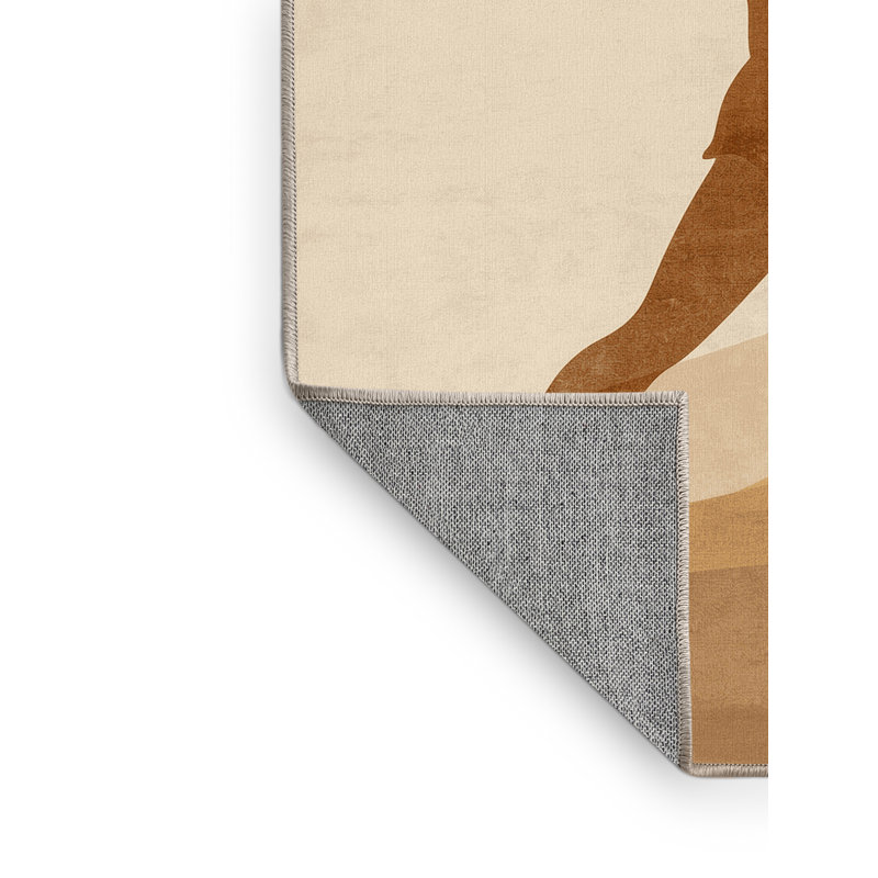Tapis beige à motif machine à tisser Aguilar, 3 x 5