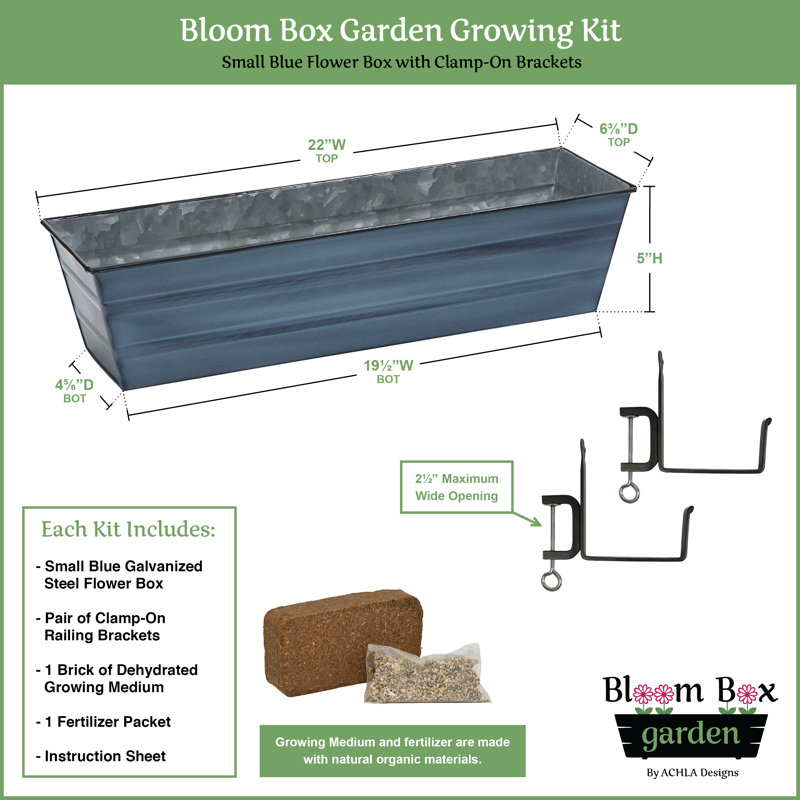 Metal Railing Planter, Nantucket Blue