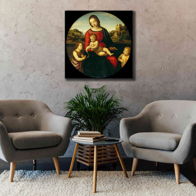 Madonna With Child, St. John And A Child Saint by Remastered By Epic Graffiti Portfolio - Wrapped Canvas Print