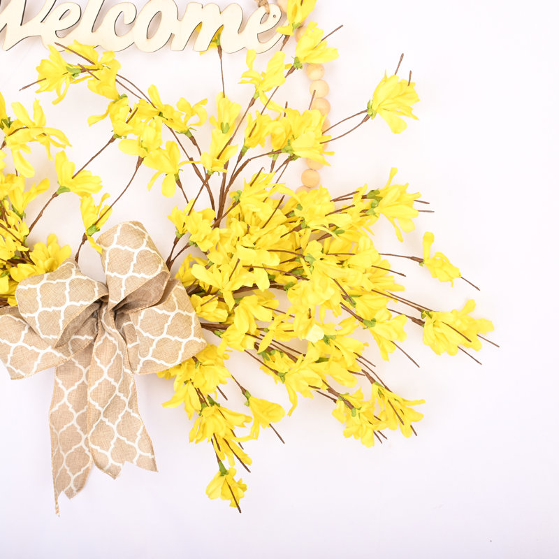 Couronne de bienvenue 24 po Forsythia, Jaune / brun