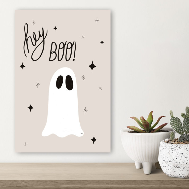 Hey Boo Ghost Classic Whimsical Abstract Landscape Nature Wall Art Print 1 Piece Wrapped Canvas Wall Art