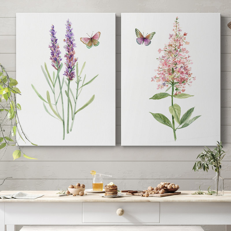 «Wildflower Botanical I», ensemble de 2 reproductions d'art, Pas de tapis, H 32 po x l 48 po x P 1 po, Toile tendue