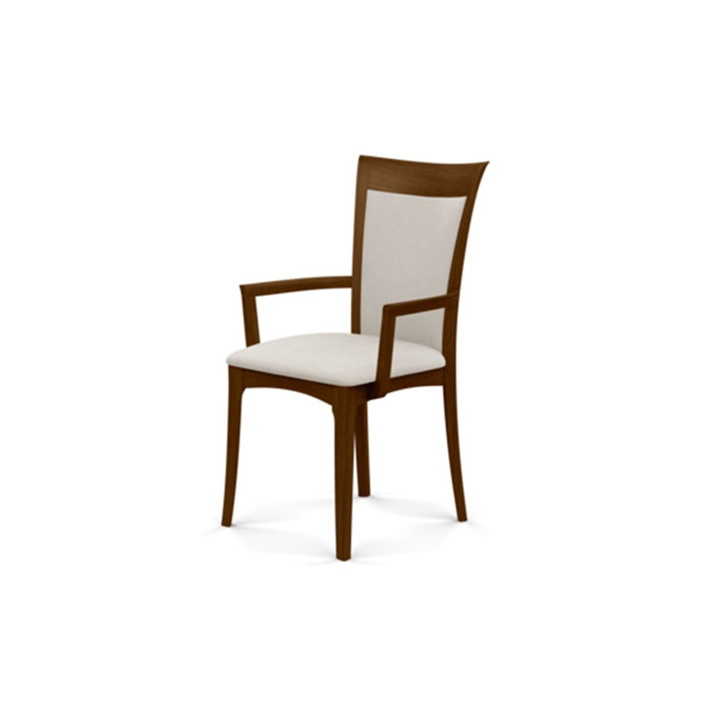 Morgan Upholstered Arm Chair, Natural Walnut, Microseude Onyx