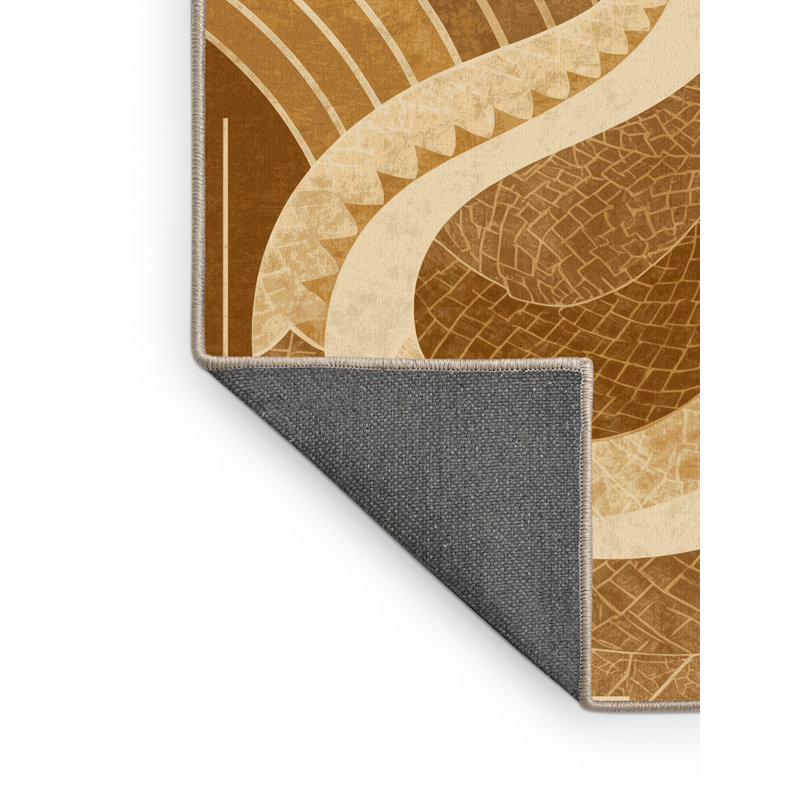 Tapis art déco doux en peluche brun et beige, 4 x 2