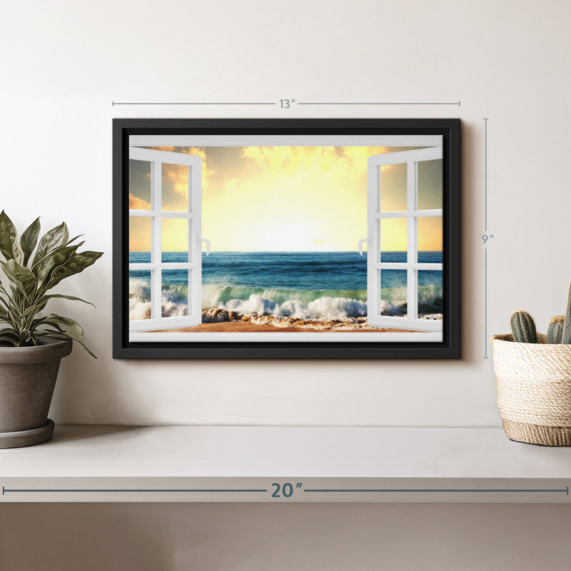 Plage «Window To Wavy Beach Wall Art», H 9 po x l 13 po