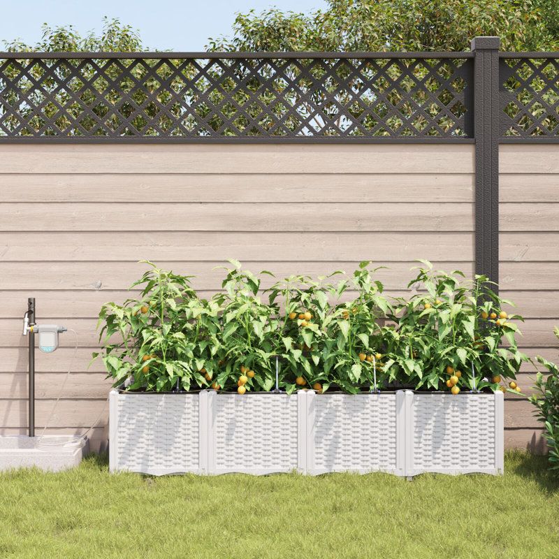 Garden Planter Polypropylene Large Planters, 37.5cm H x160cm W x 40cm D, White
