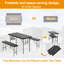 Ensemble de table de salle à manger 3 pièces, ensemble de table de pique-nique, table de camping pliante extérieure avec 2 longs bancs pour patio, barbecue, fête, pelouse, jardin