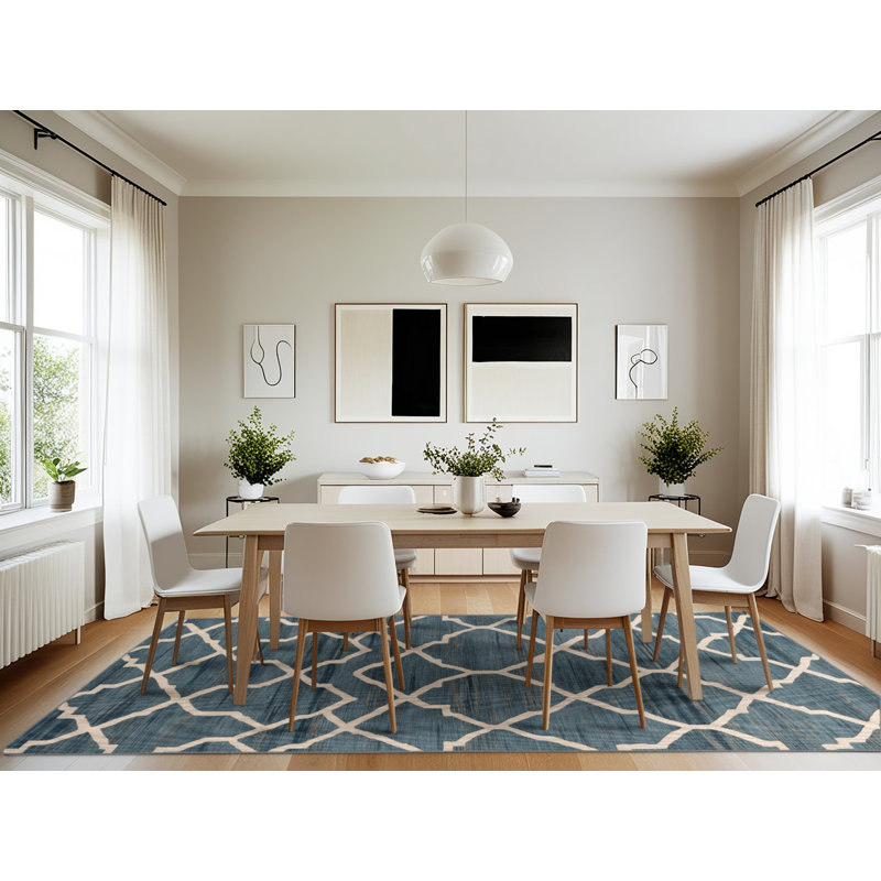 Machine Washable Trellis Gray Area Rug, Rectangle 7' x 10'