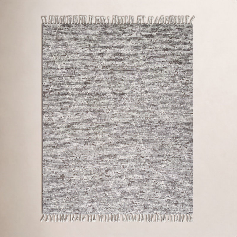 Tapis gris / brun en laine noué à la main Talon, Rectangle 2 pi x 3 pi