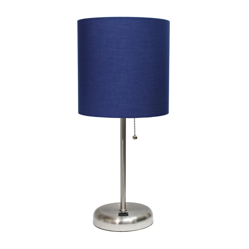 Delp Metal USB Table Lamp, Navy, Silver, Yes