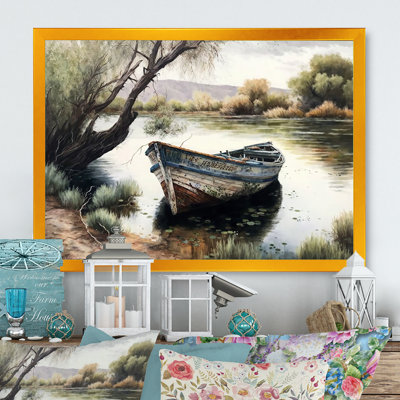 Bateau de pêche dans la rivière - Bateau, art mural