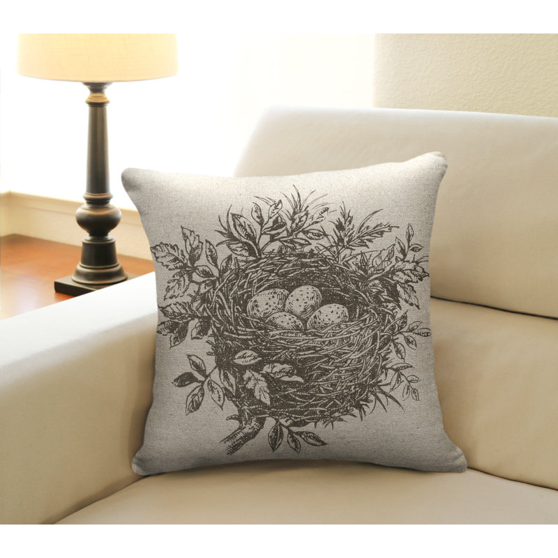 Floral Linen Throw Pillow