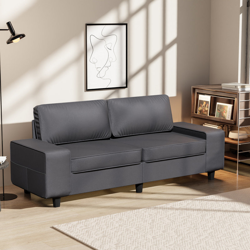 Canapé rembourré avec rangement, 3, Mélange de polyester gris foncé