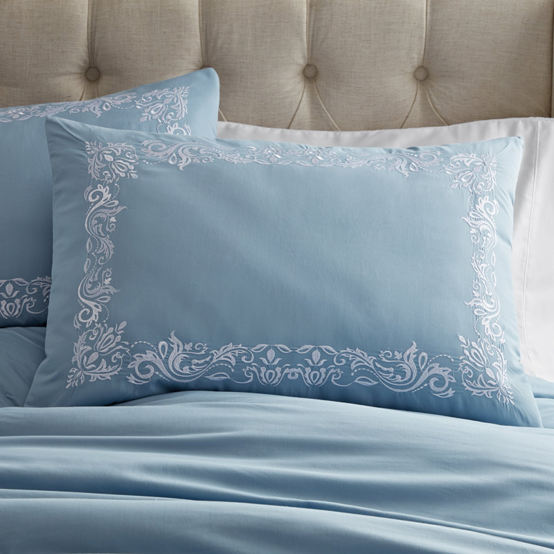 Ensemble de housse de couette 2 pièces en mélange de coton Fresca, Housse de couette double / grand + 1 taie d'oreill, Blanc