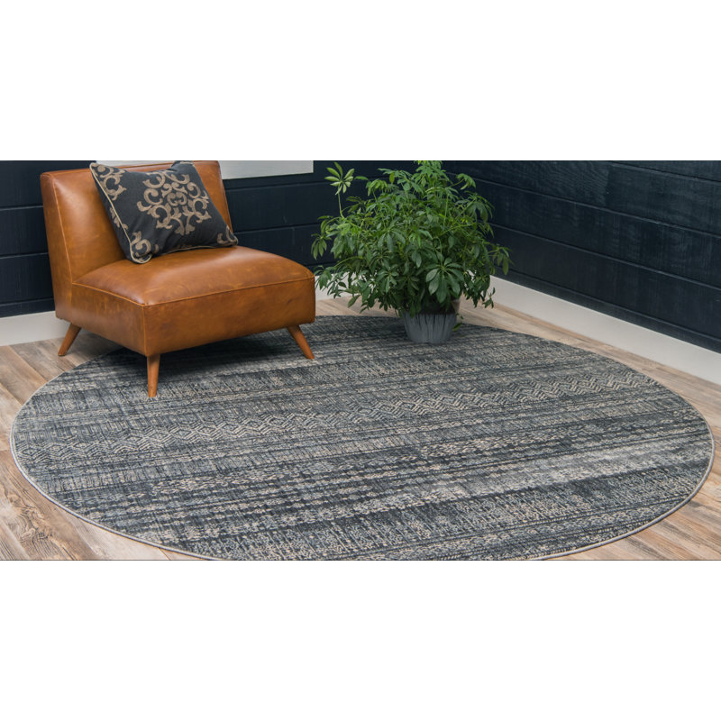 Ianmichael Chevron Indoor Rug, Round 8'