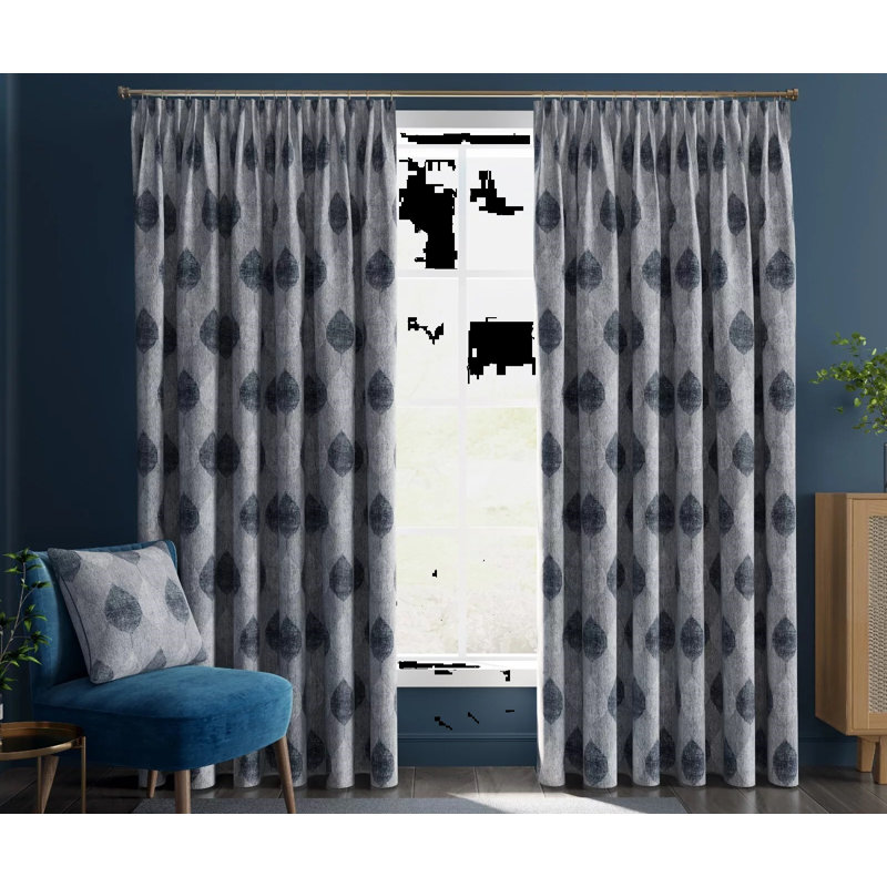 Kangley Chenille Room Darkening Curtain Single Panel, Grey, 228cm Width x 183cm Drop