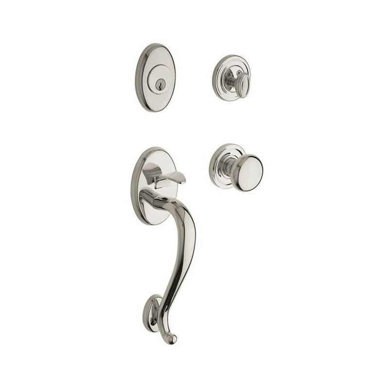 Logan Handleset with Single Cylinder Deadbolt and Door Knob and Rosette, Yes, Lifetime (PVD) Polished Nickel, Keyed Different