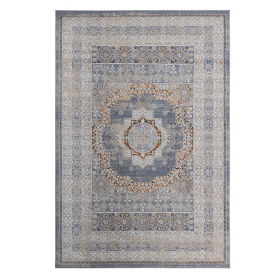 6 Loom & Area Rug, Blue/ Medallion Style, Non-shedding, Stain , Suits Eat-in Kitchen And Study Fits Nursery Dorm Room
