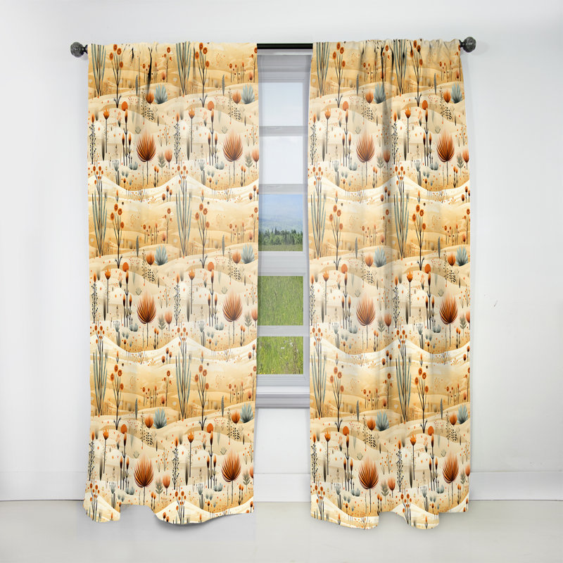 Motif bohème désert Sandy Beige I - rideau boho - rideau abstrait obscurcissant - 1 panneaux, L 52 po x L 95 po