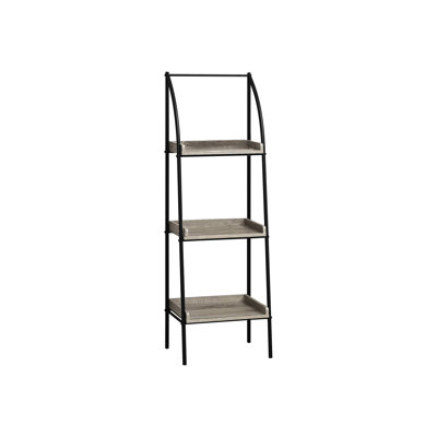 3 Tier 48"H Corner Bookshelf With Brown Laminate And Black Metal, Small Home Wall Decor 48 - Inch Shelf Bookcase, Dark Taupe , Office Bedroom