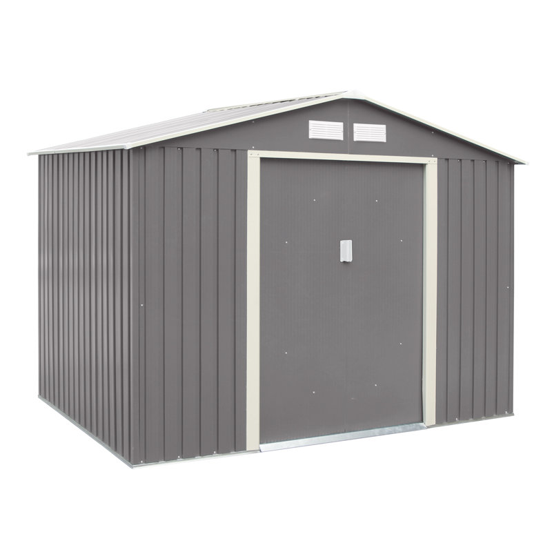 Trentvale 8X6 Metal Apex Shed Light Grey, Light Grey