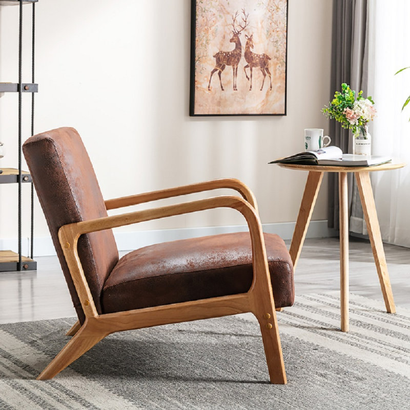 Chaise rembourrée en microfibre de style rétro, Microfibres brunes