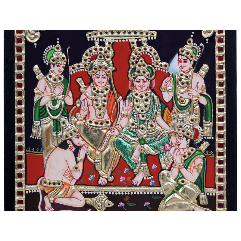Rama Darbaar Tanjore, peinture | Couleur traditionnelle avec or 24 carats