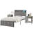 3 Piece Bedroom Furniture Set, Grey Linen Upholstered Platform Bed Frame with Charging Station, Modern Storage Headboard Bed and 2 Nightstands Set, Bedroom Furniture Set, No Box Spring Needed-235875116-235875119