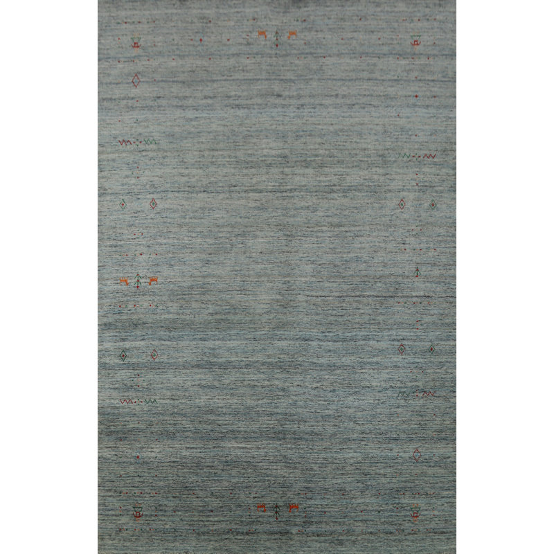 Handmade Wool Gabbeh Style Indian Area Rug 5x8