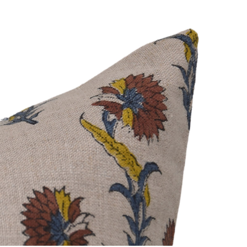 Housse de coussin en lin fabriquée à la main Fab divine, Rectangulaire, H 14 po x l 36 po, Floral jonquille
