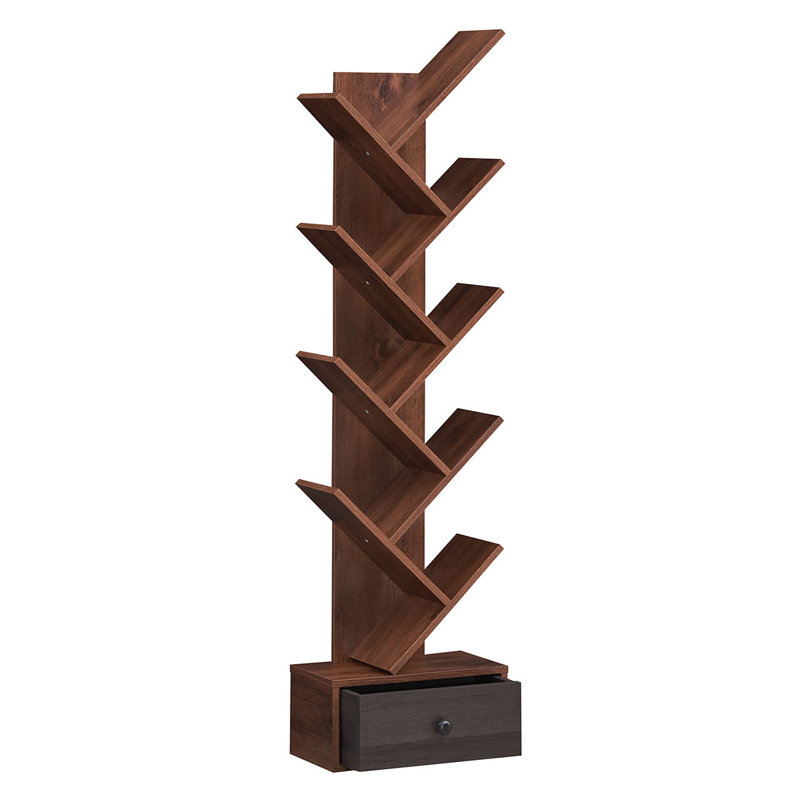 Grigorios Tree Bookshelf Storage Bookcase, Brown/Espresso