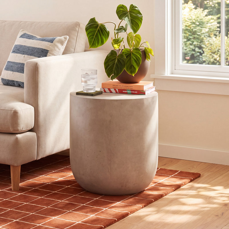 Elise Concrete Top End Table, Gray