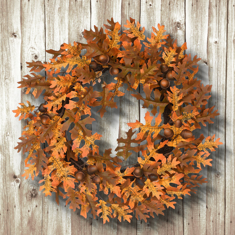 Couronne de 61 cm (24 po) de feuilles de chêne et de glands pour la récolte