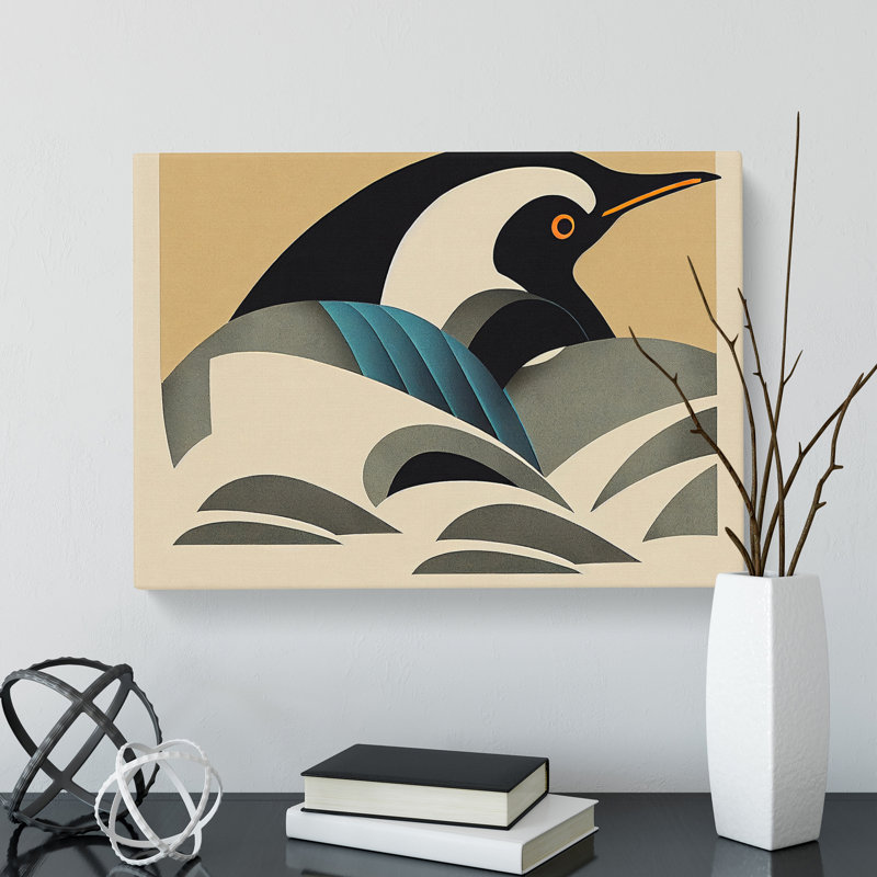 Penguin Art Deco Abstract - Wrapped Canvas, 35cm H x 50cm W x 3cm D