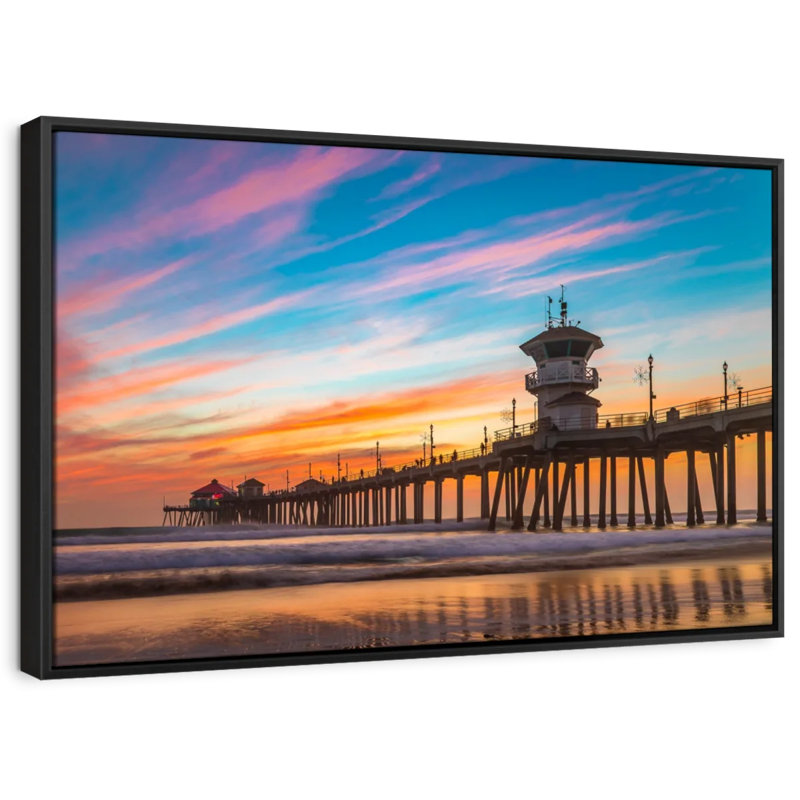 «Daley California Beach Dock At Sunset», reproduction sur toile, H 9 po x l 13 po