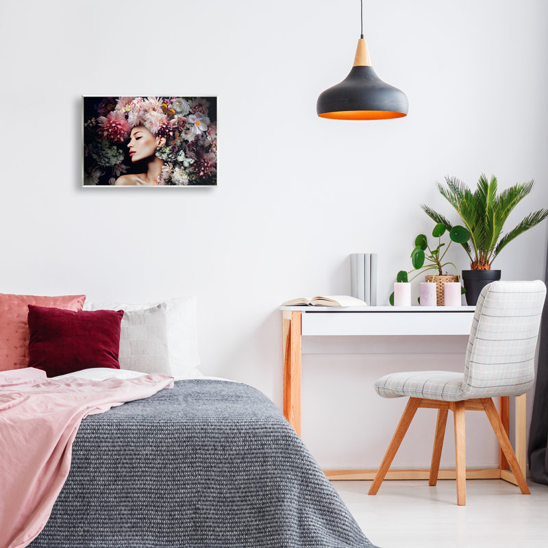 Art féminin sur bois, "Nature florals" par Reinders, H 13 po x l 19 po
